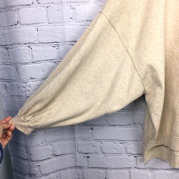 Forever 21 Drop Shoulder Boxy Oversized High Low Crew Neck Tan Pullover Sz S - Picture 12 of 12